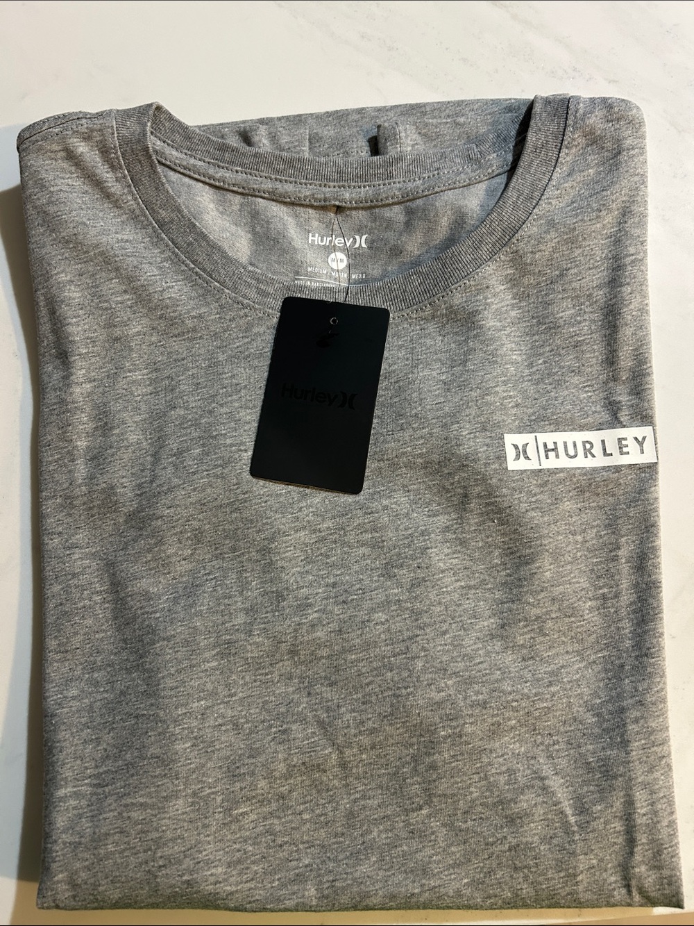 Hurley Men's Heather Gray Logo Crew Tee